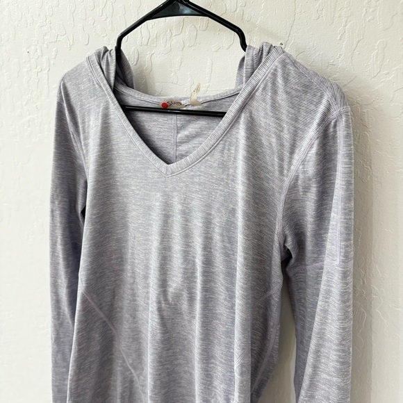 Zella Purple White Stripe Pullover Long Sleeve Hood Relaxed Oversize Small - Picture 2 of 8